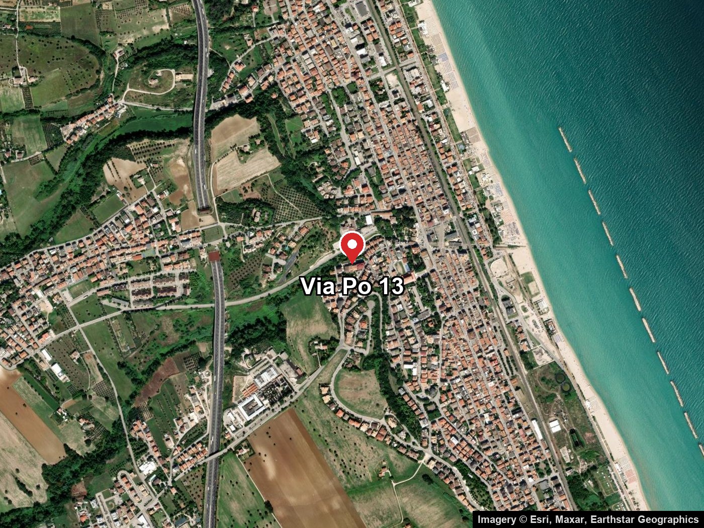 Mappa di Porto Sant'Elpidio con la posizione di Via Po 13